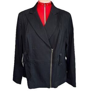 LANE BRYANT Side Zip Vintage 90’s SZ 20W Nylon Spandex Business Black Blazer